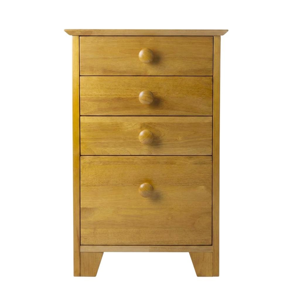 Honey finish filing cabinet with transitional style and solid wood construction. Picture 4