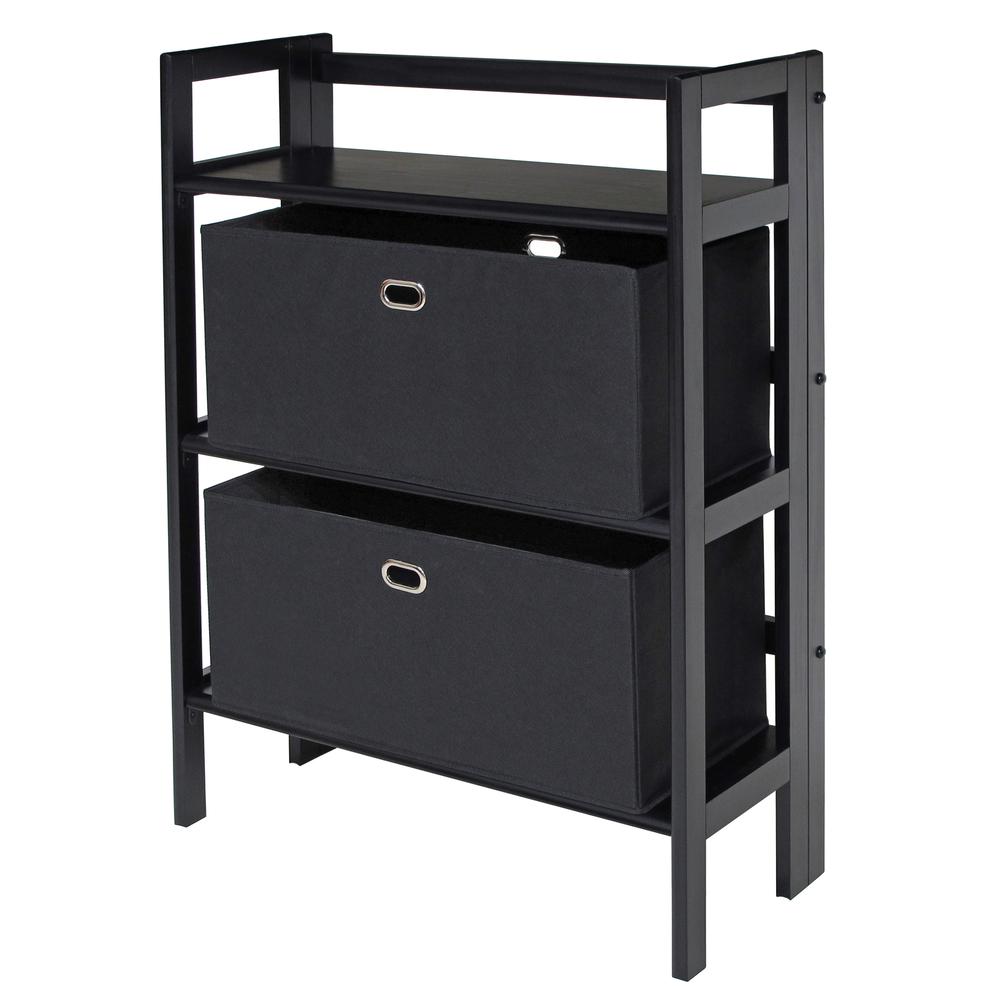 Torino 3-PC Set Folding Bookcase w/ Fabric Basket. Picture 1
