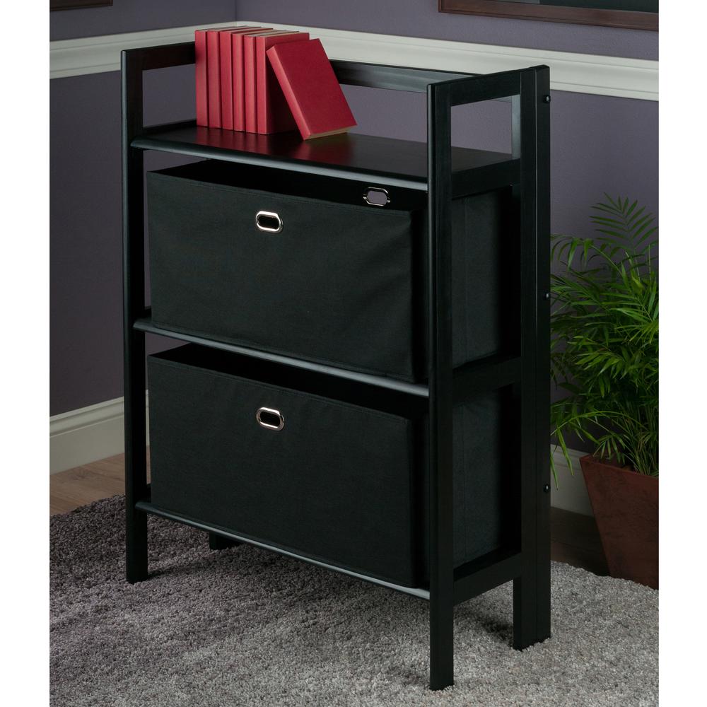Torino 3-PC Set Folding Bookcase w/ Fabric Basket. Picture 2