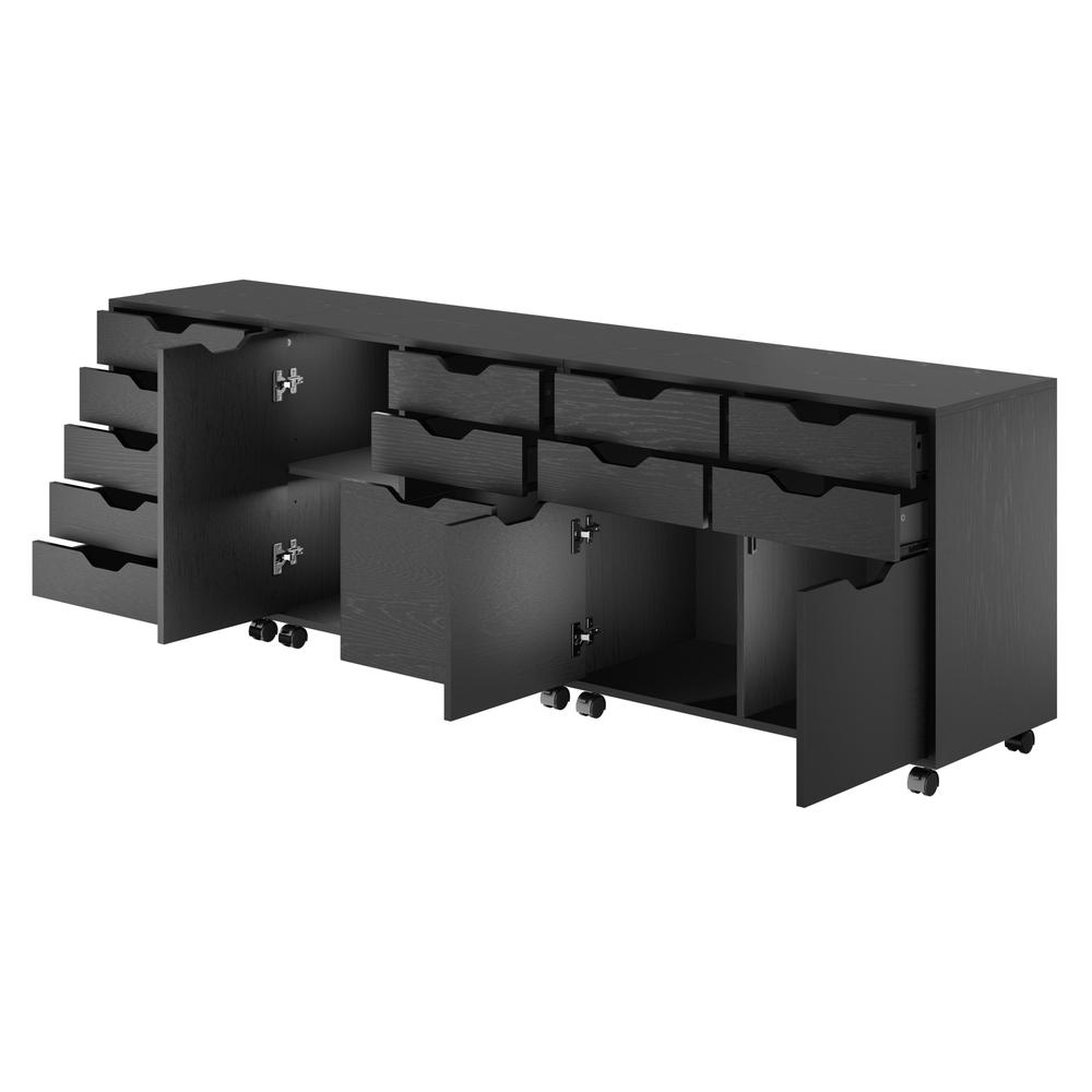 Halifax 3-Pc Cabinet Set with File Drawer, Black. Picture 6