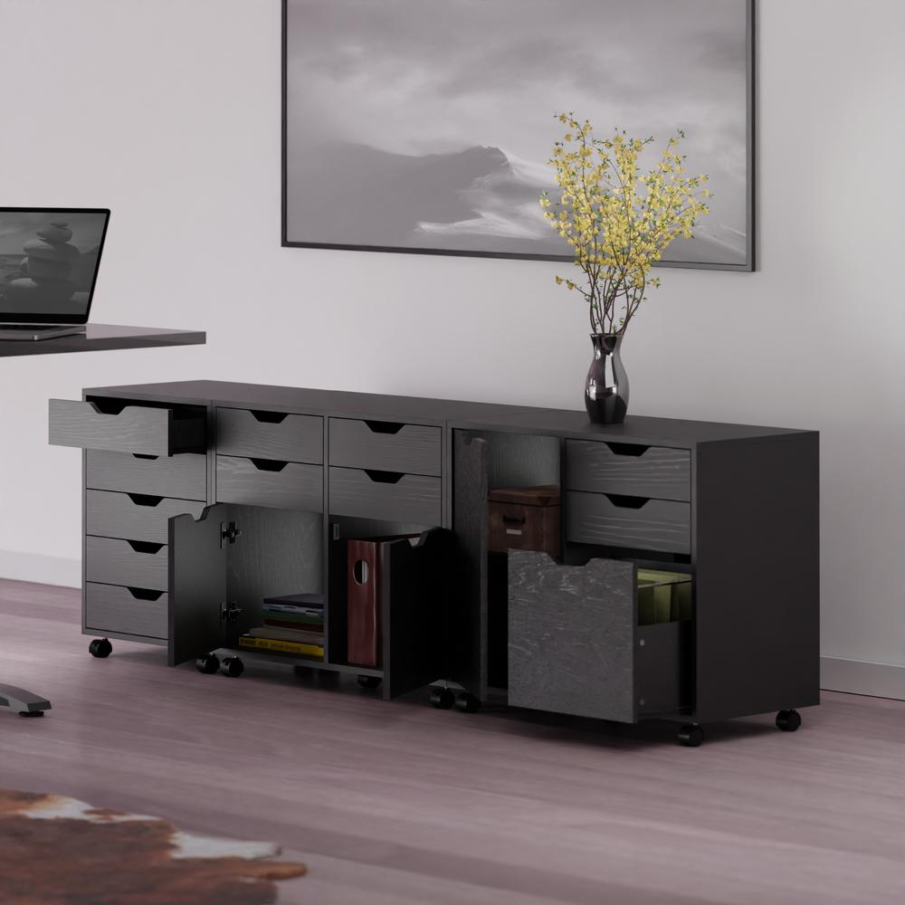 Halifax 3-Pc Cabinet Set with File Drawer, Black. Picture 8
