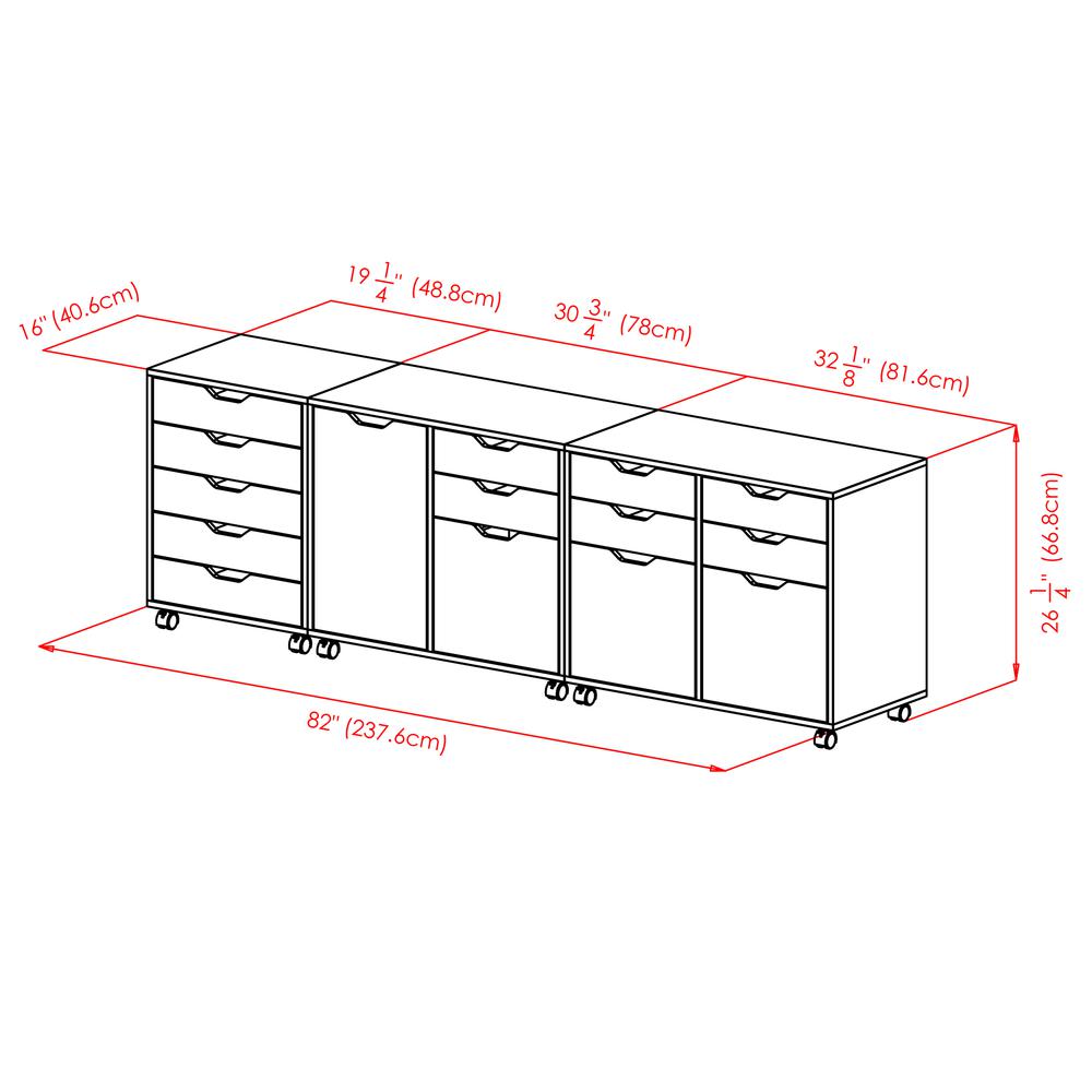 Halifax 3-Pc Cabinet Set with File Drawer, Black. Picture 7