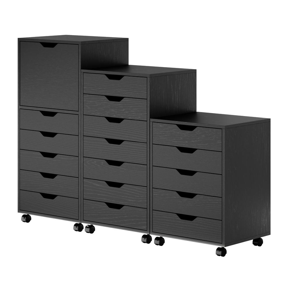Halifax 3-Pc Multi-Drawer Storage Cabinet Set, Black. Picture 1