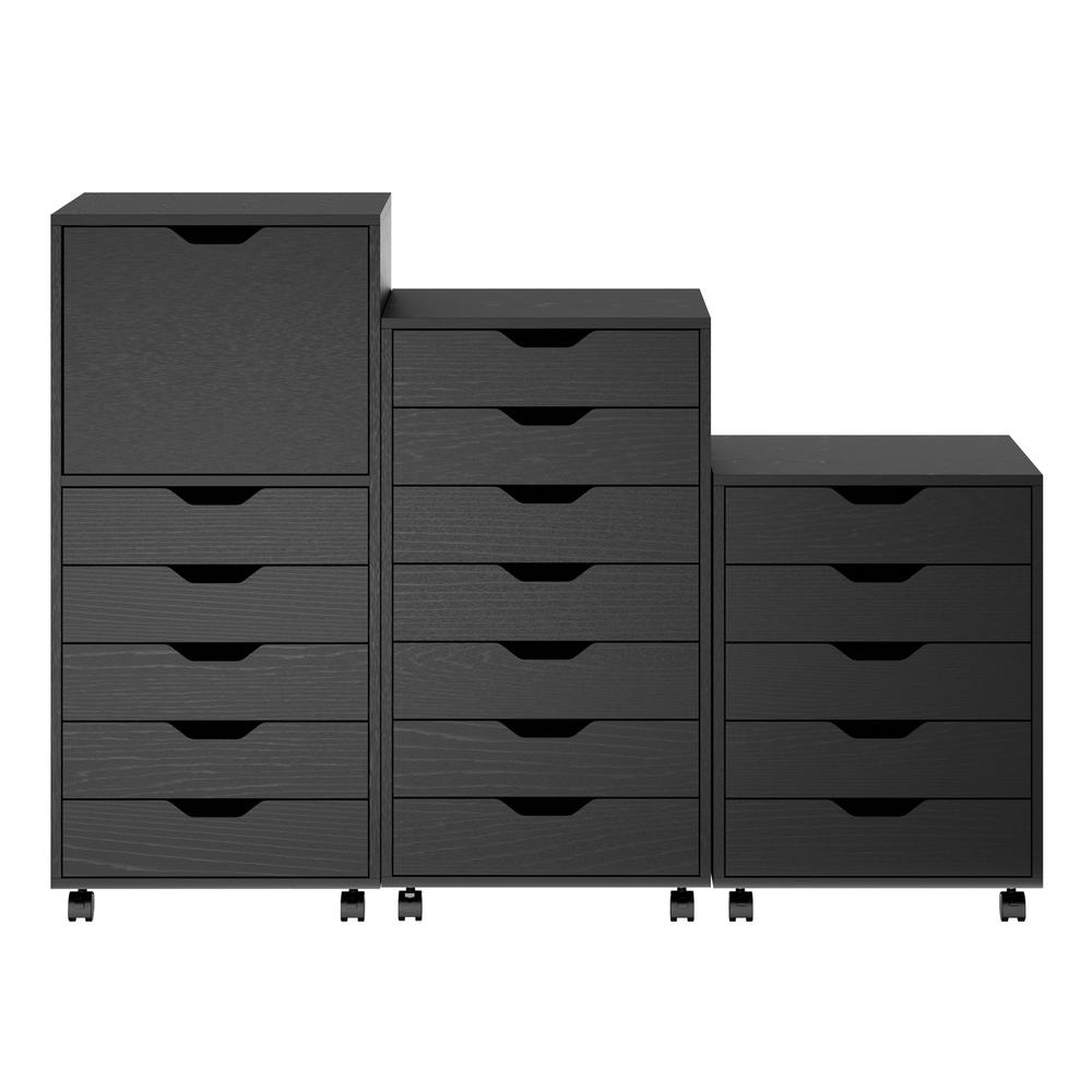 Halifax 3-Pc Multi-Drawer Storage Cabinet Set, Black. Picture 2