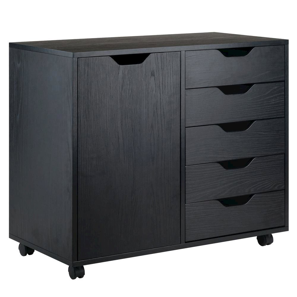 Black Storage Cabinet with 5 Drawers – Small Cabinet for Organization. Picture 1