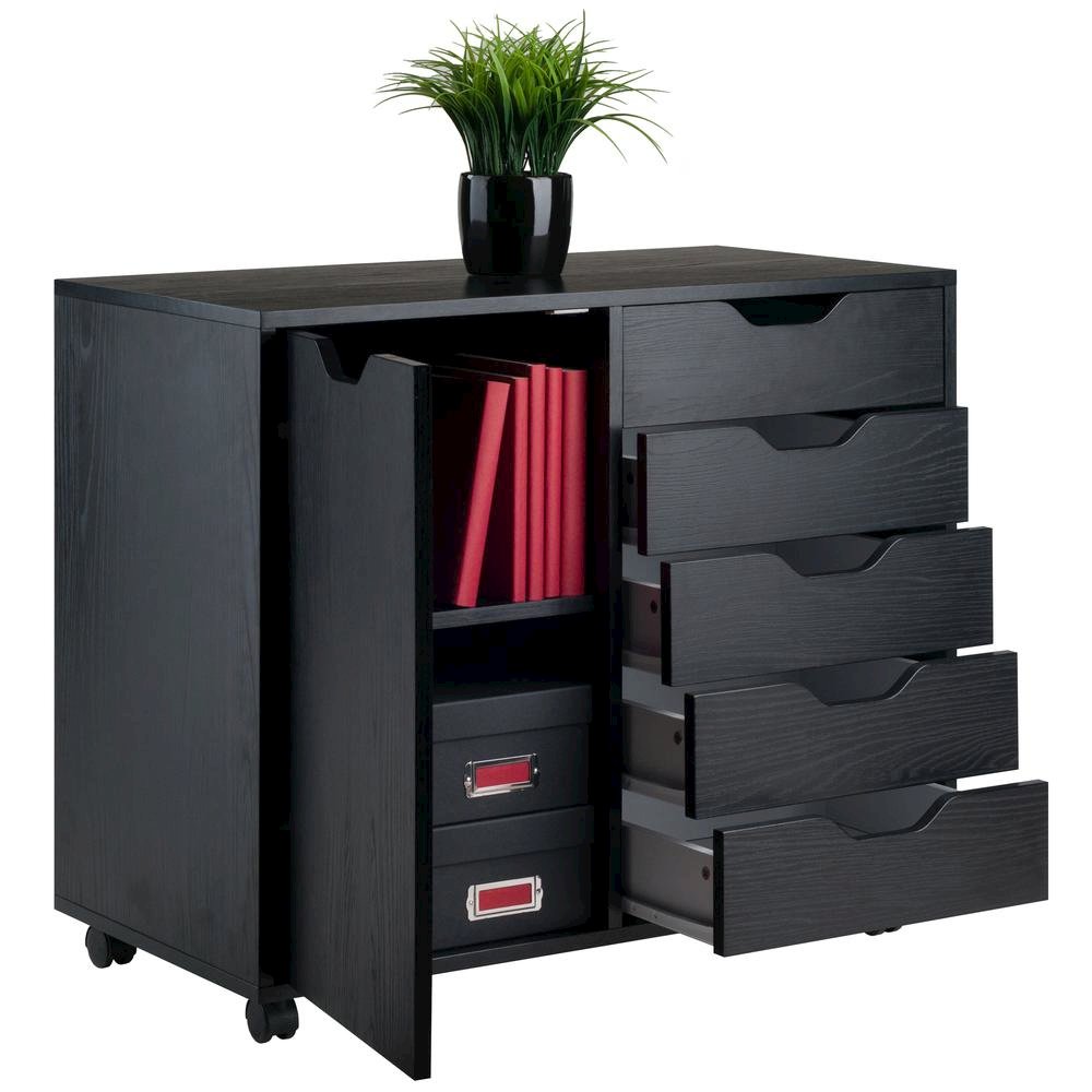 Black Storage Cabinet with 5 Drawers – Small Cabinet for Organization. Picture 2