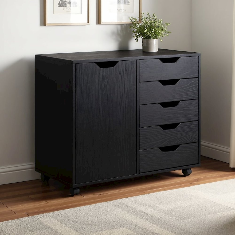 Black Storage Cabinet with 5 Drawers – Small Cabinet for Organization. Picture 9