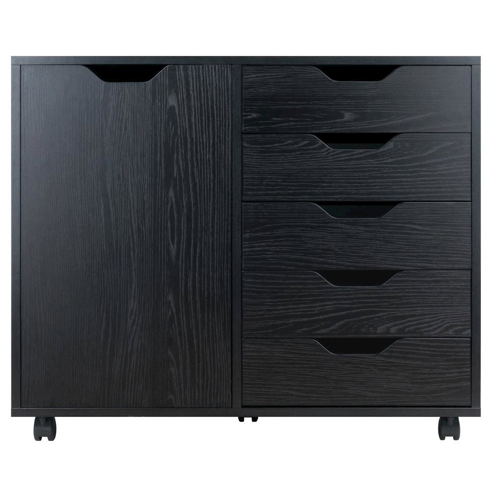Black Storage Cabinet with 5 Drawers – Small Cabinet for Organization. Picture 3