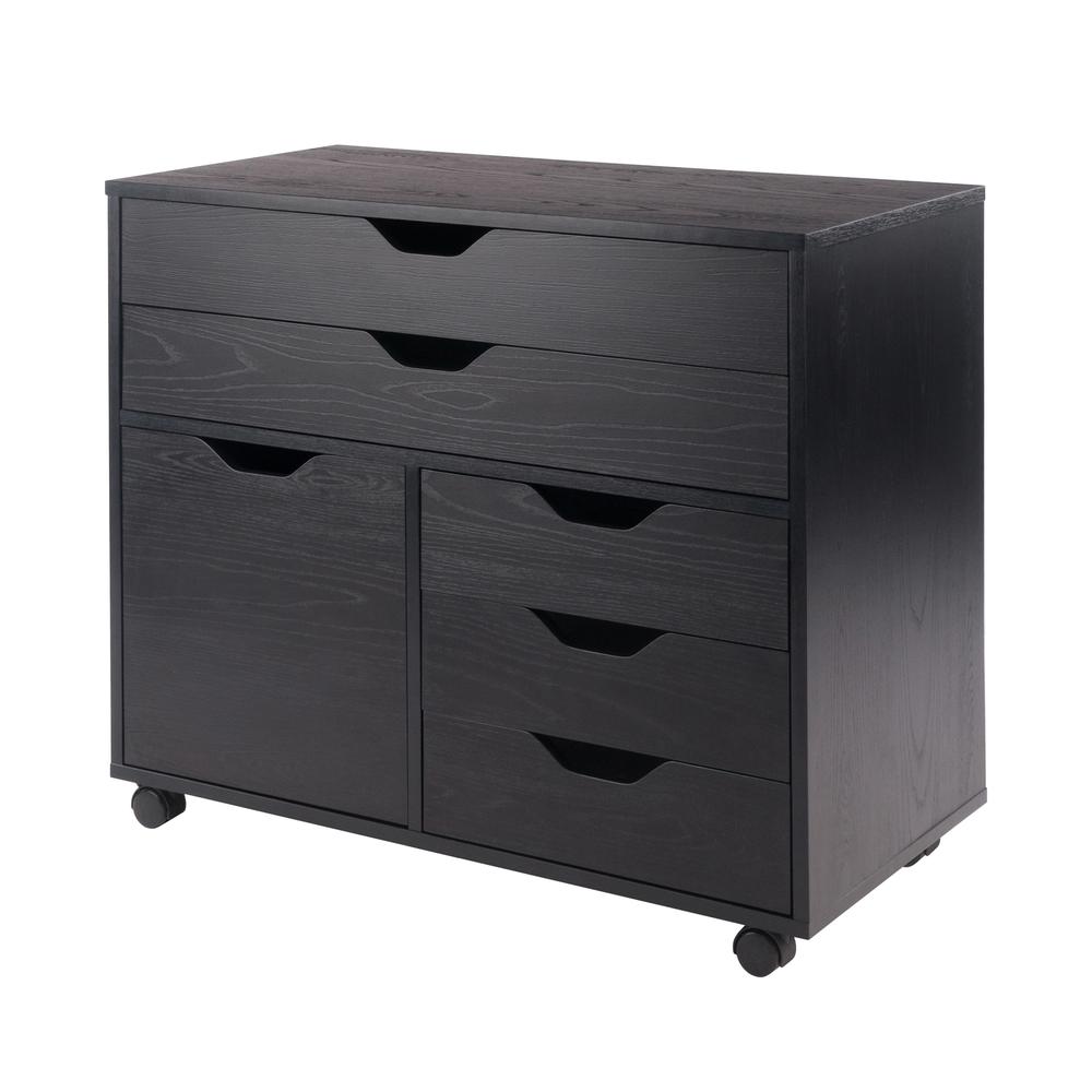 Halifax 3 Section Mobile Storage Cabinet, Black. Picture 1