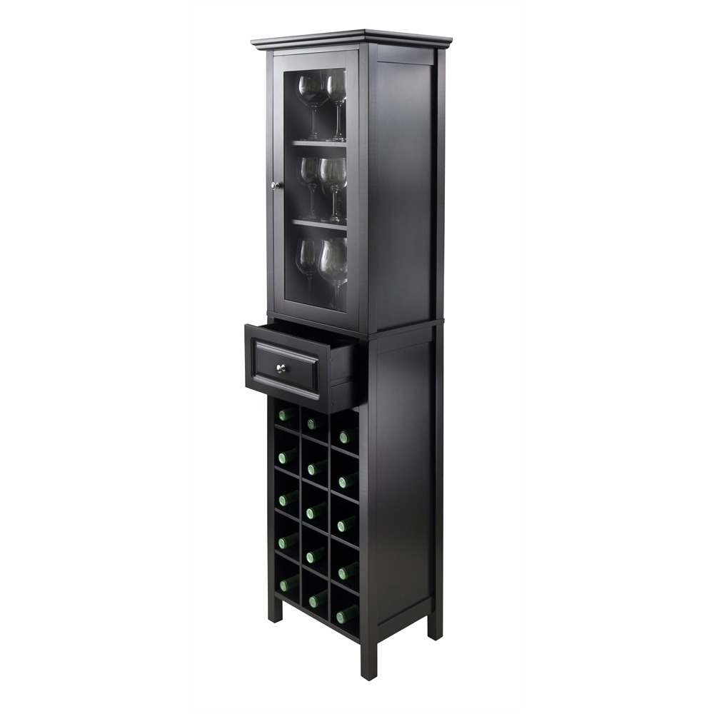 Burgundy Wine Cabinet 15-Bottle, Glass Door. Picture 2