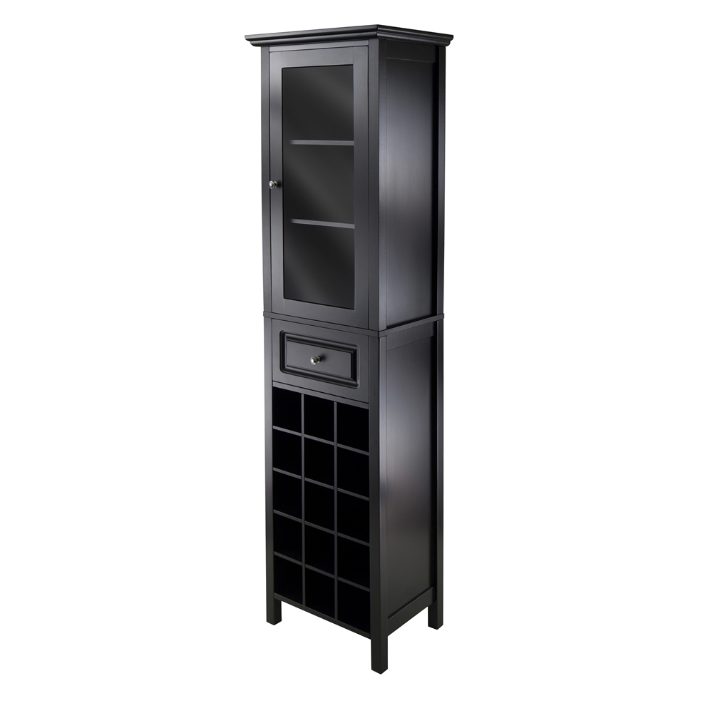 Burgundy Wine Cabinet 15-Bottle, Glass Door. Picture 1