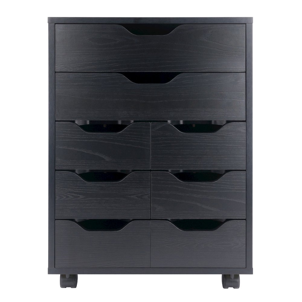 Norfolk 6 Bins, 2 Drawer Mobile Cabinet, Black Finish. Picture 6