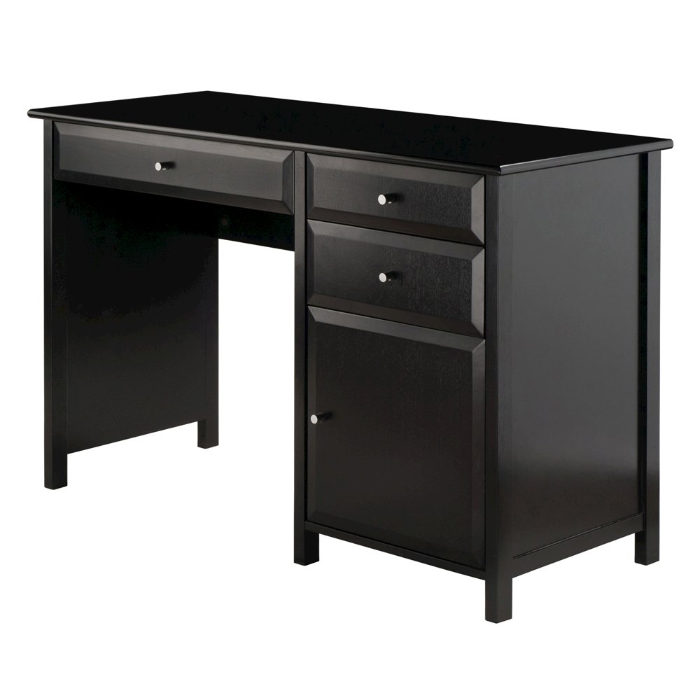 Black Office Desk – Compact Wooden Desk with Drawers for Workspaces. Picture 1