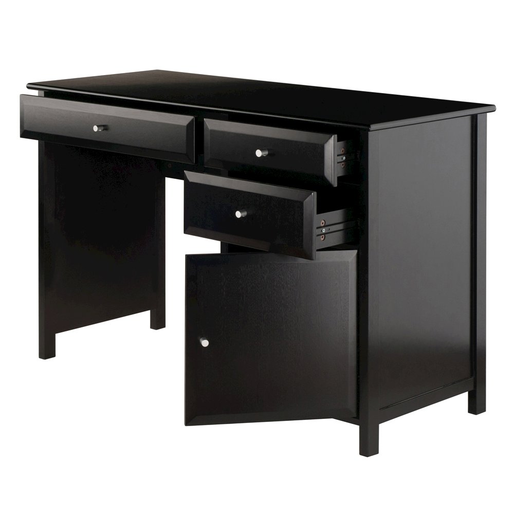 Black Office Desk – Compact Wooden Desk with Drawers for Workspaces. Picture 2