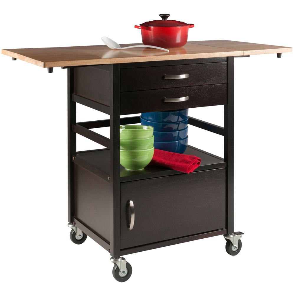Bellini Kitchen Cart Natural/Coffee Finish. Picture 9