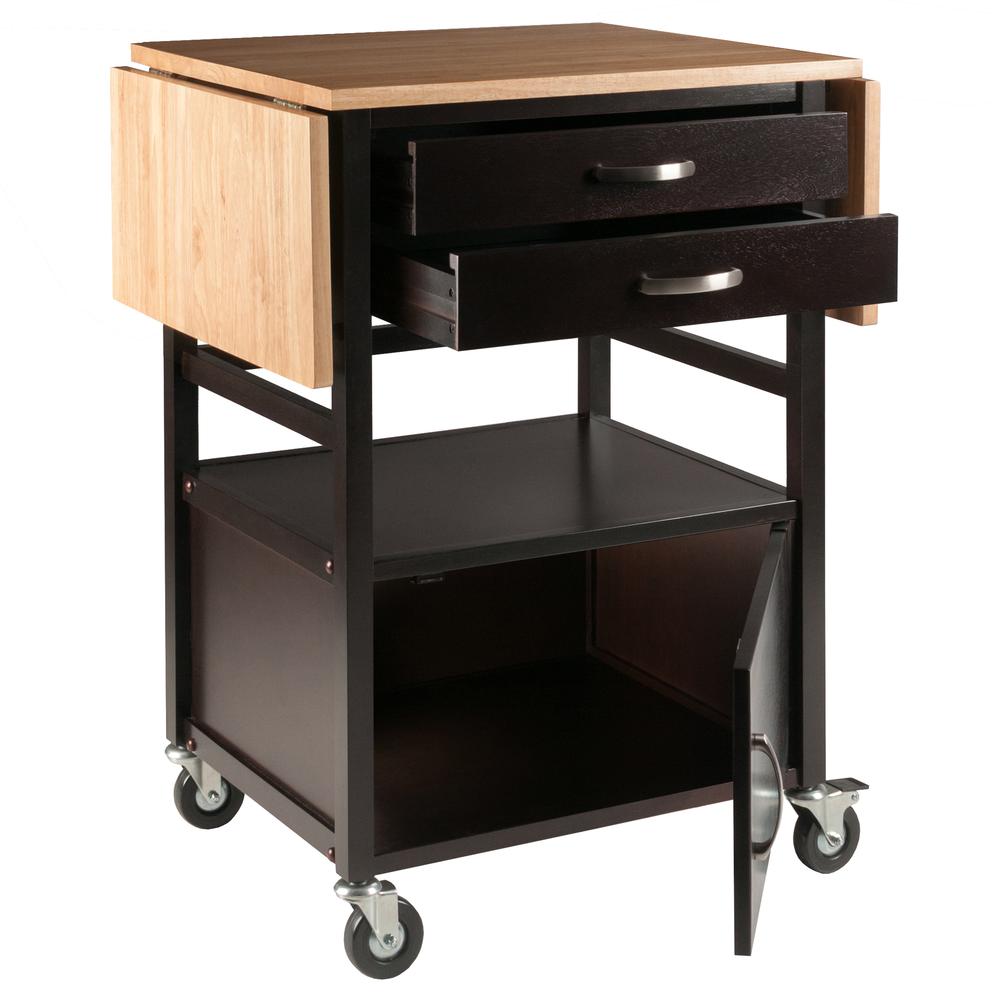 Bellini Kitchen Cart Natural/Coffee Finish. Picture 2