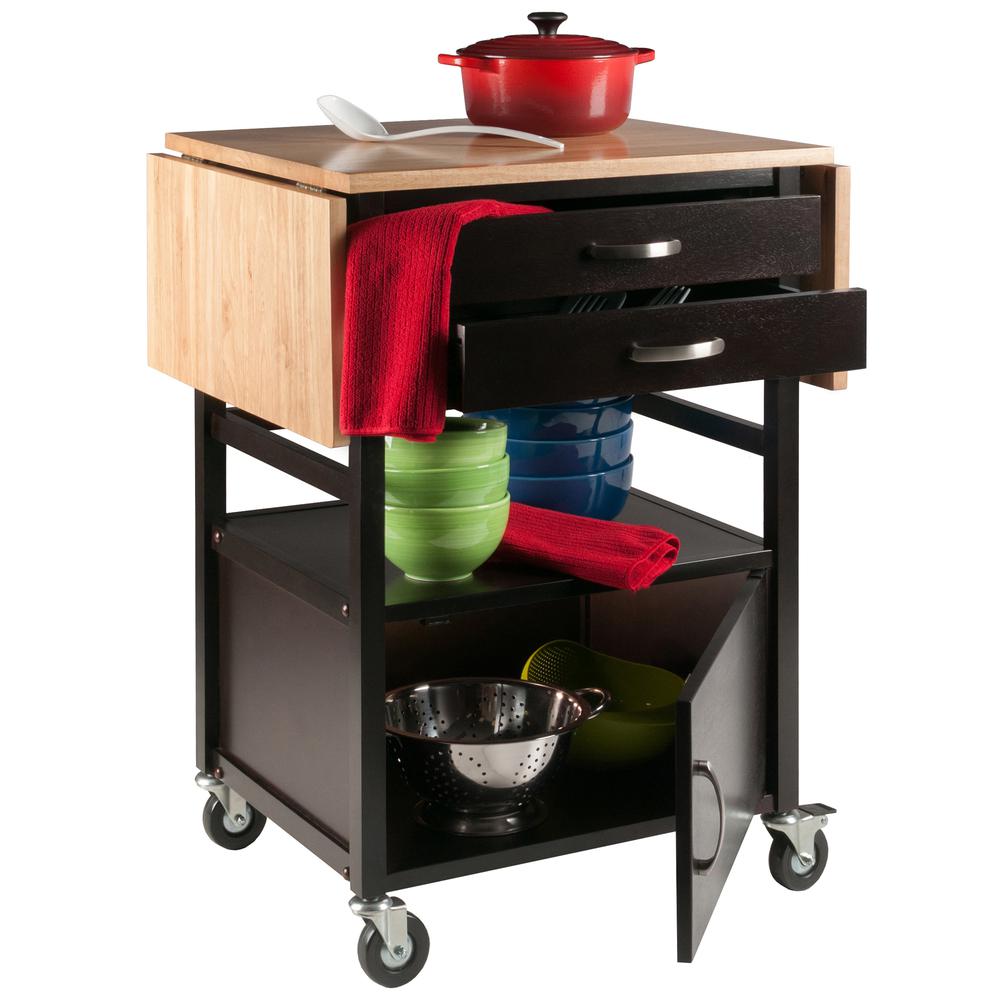 Bellini Kitchen Cart Natural/Coffee Finish. Picture 8