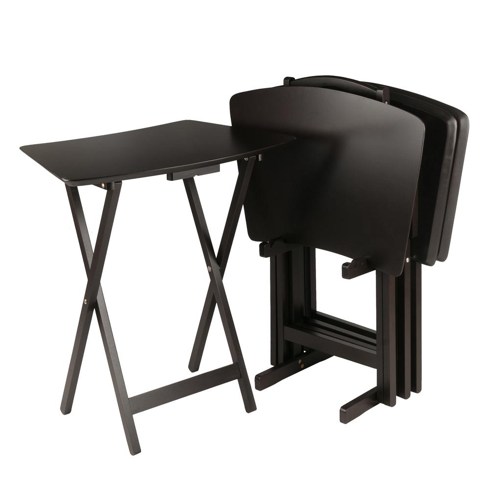 Anila 5-Pc Set Fan Shape Snack Table Coffee Finish. Picture 1