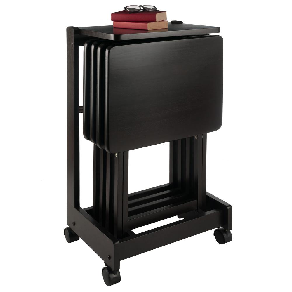 Brienda 5-PC Set Flip Top Snack Table Coffee Finish. Picture 12