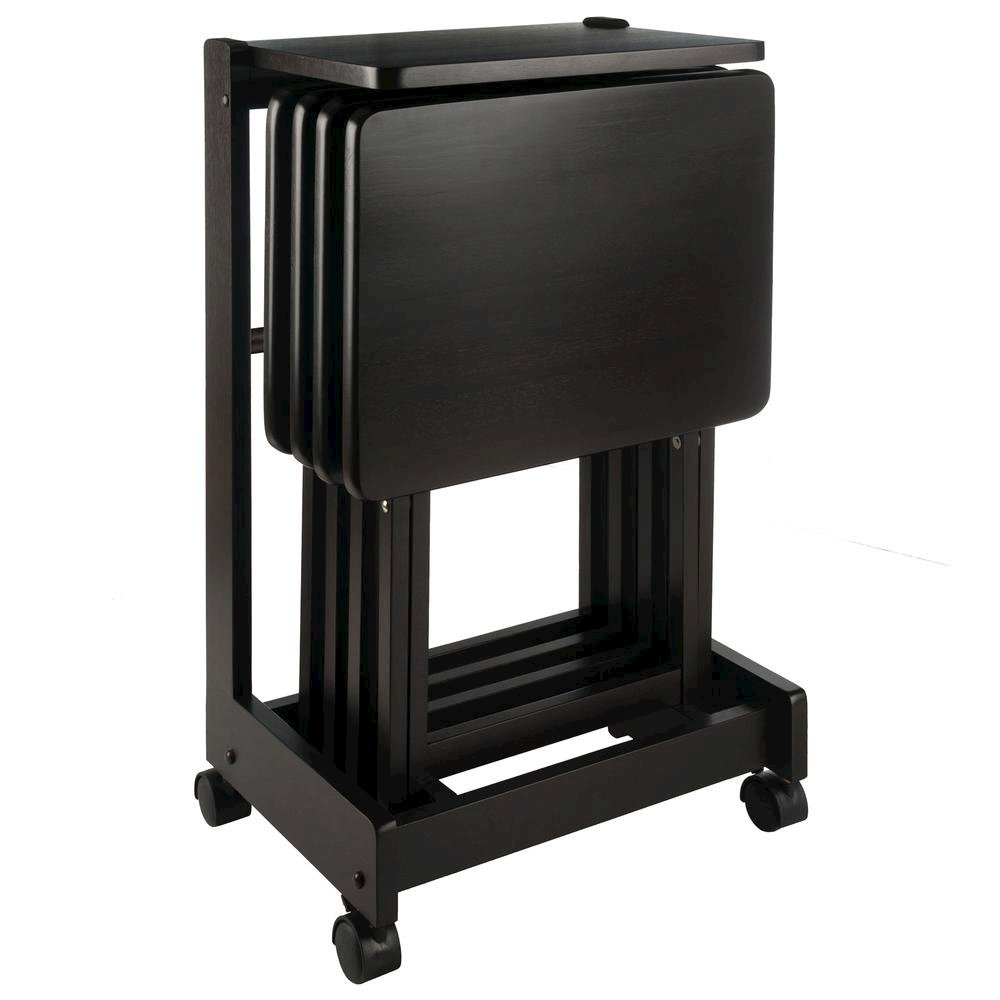 Coffee color Solid Wood TV Trays – Folding Snack Tables for Eating and Serving. Picture 1