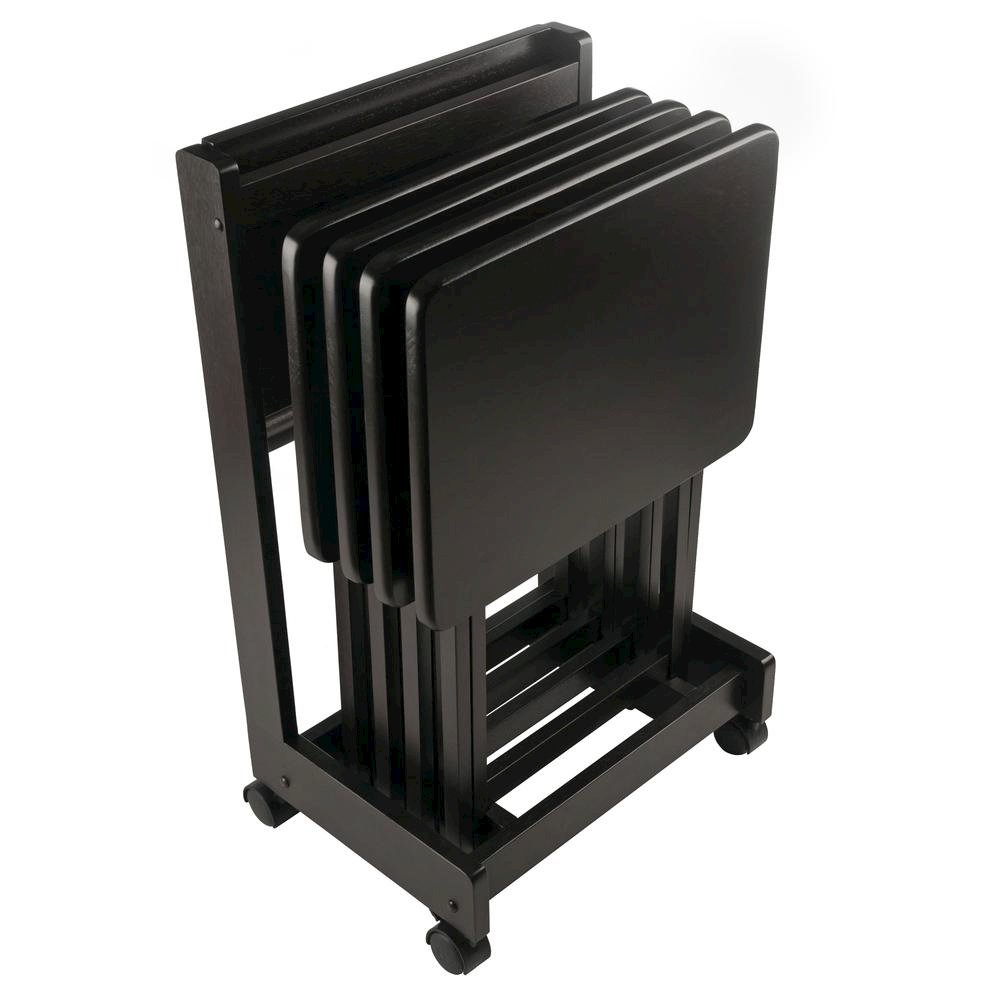 Coffee color Solid Wood TV Trays – Folding Snack Tables for Eating and Serving. Picture 2
