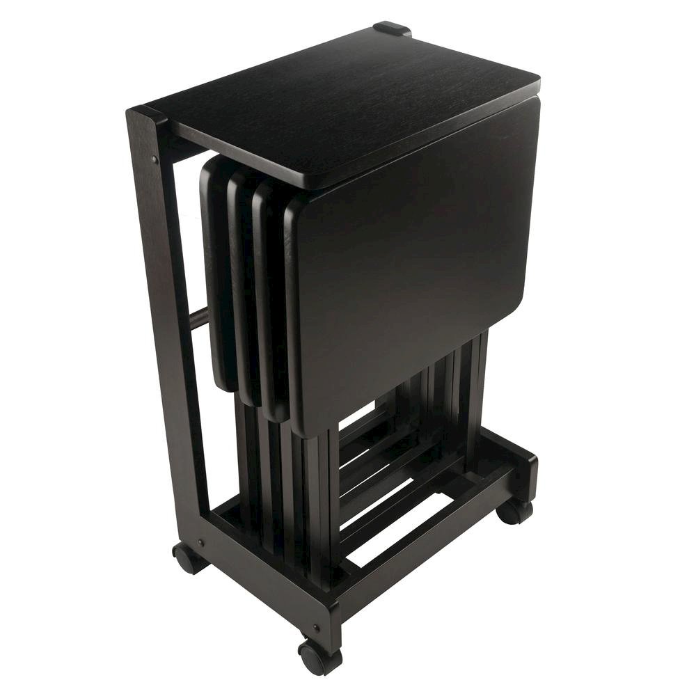 Coffee color Solid Wood TV Trays – Folding Snack Tables for Eating and Serving. Picture 3