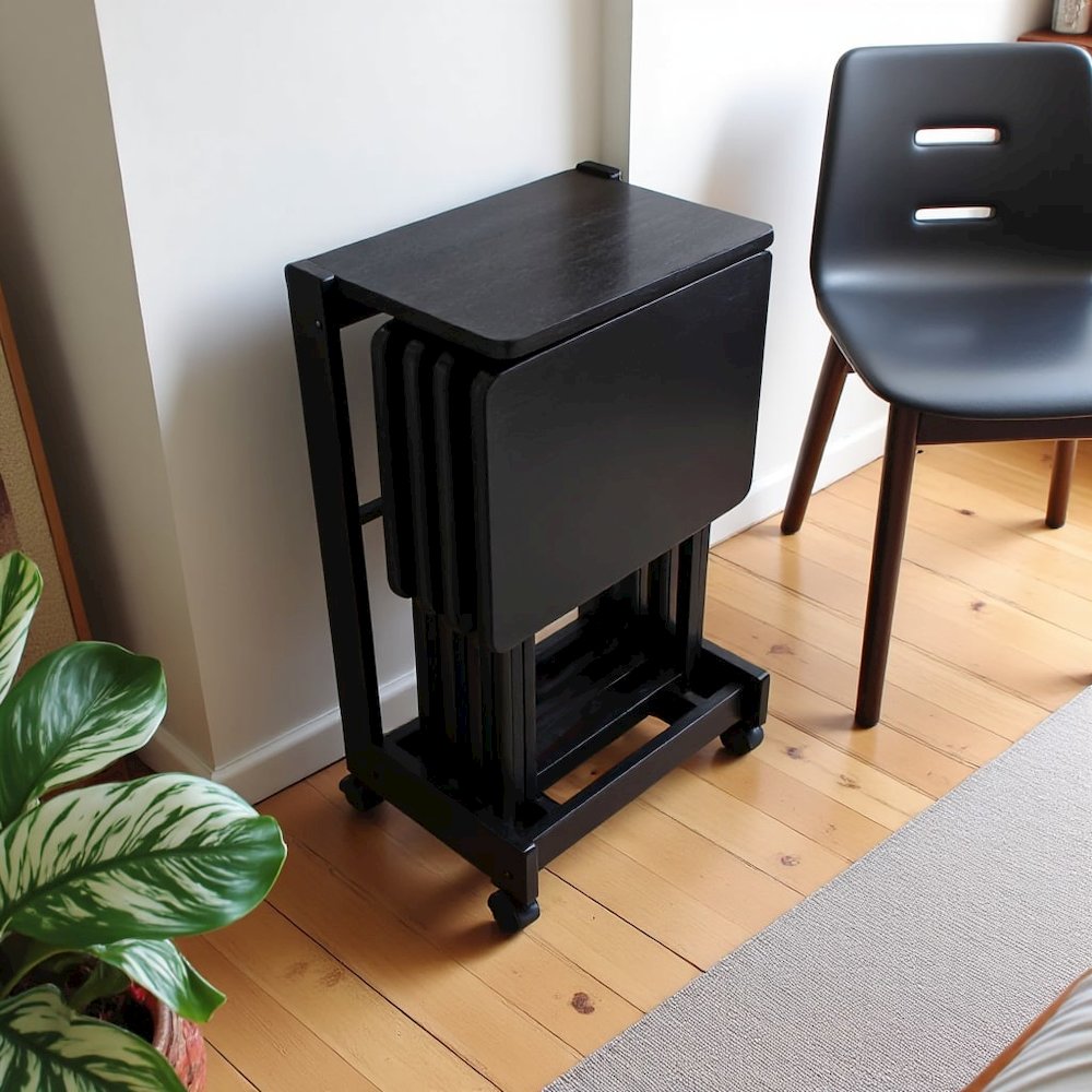 Coffee color Solid Wood TV Trays – Folding Snack Tables for Eating and Serving. Picture 11