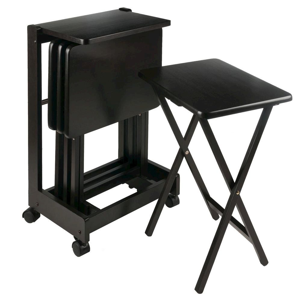 Coffee color Solid Wood TV Trays – Folding Snack Tables for Eating and Serving. Picture 4