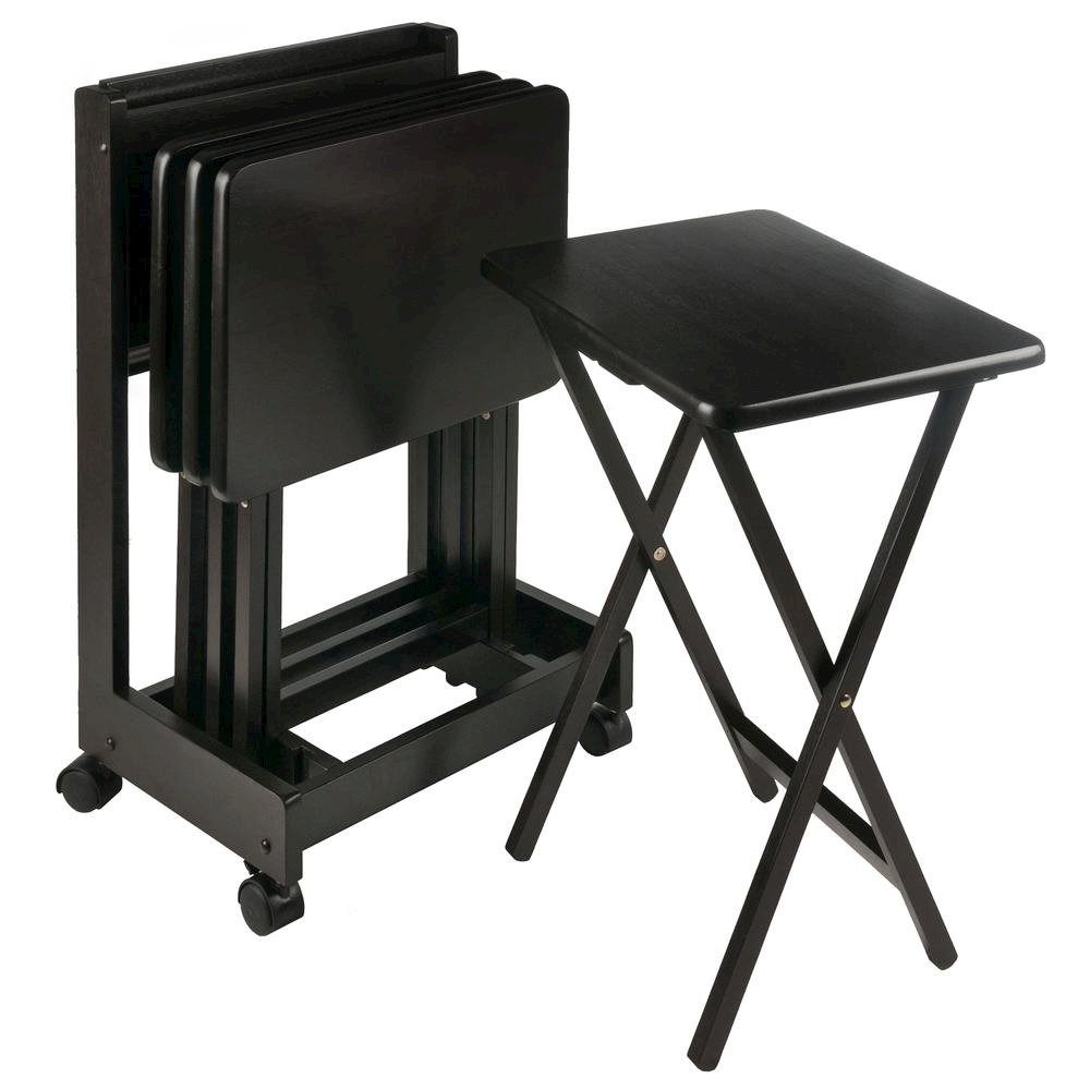 Coffee color Solid Wood TV Trays – Folding Snack Tables for Eating and Serving. Picture 5