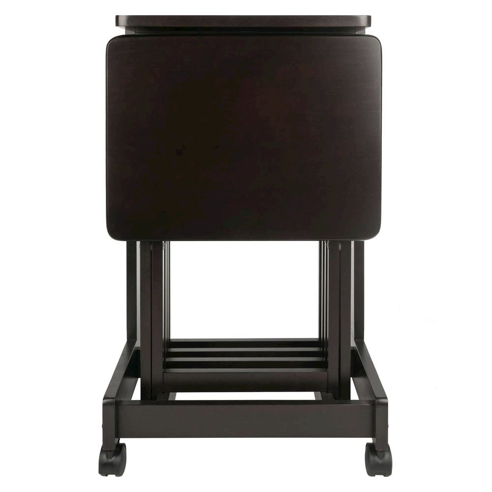 Coffee color Solid Wood TV Trays – Folding Snack Tables for Eating and Serving. Picture 6