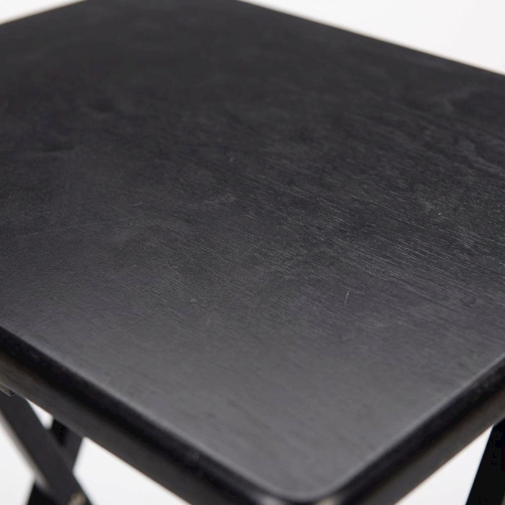 Solid Wood TV Trays Set Of 4 With Storage Rack in Black Finish. Picture 5