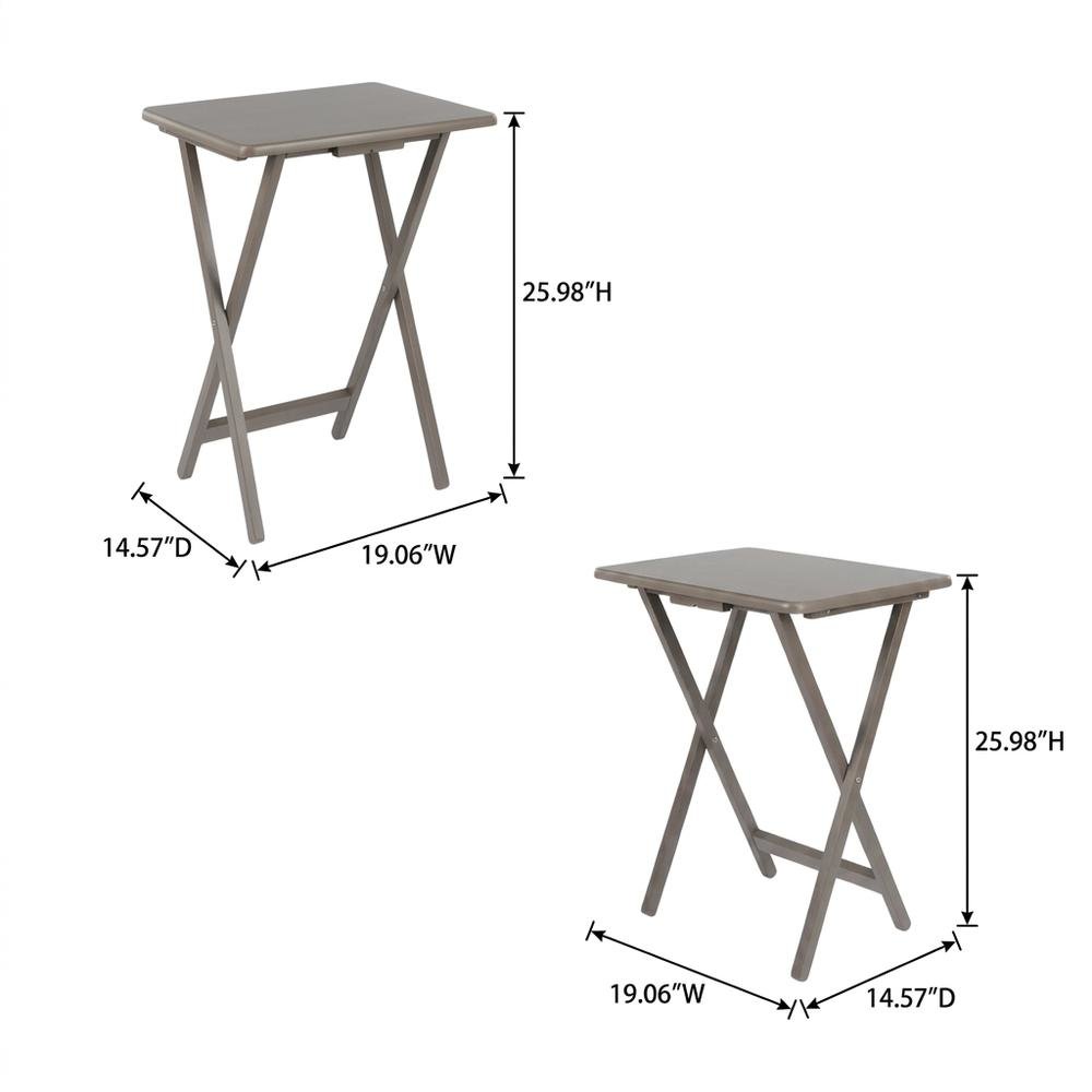 Oyster Gray 5-Piece Snack Table Set with Removable Serving Tray. Picture 7