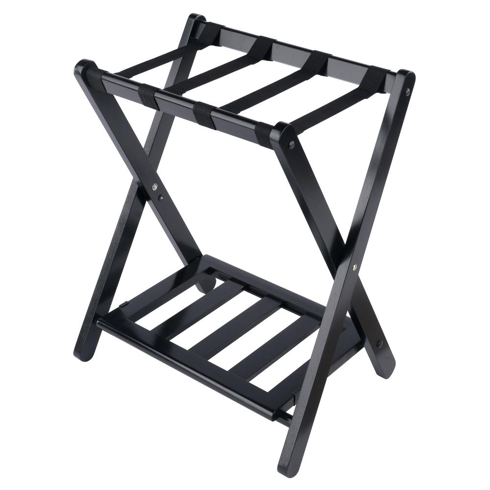 Raya Luggage Rack with Shelf, Black. Picture 1