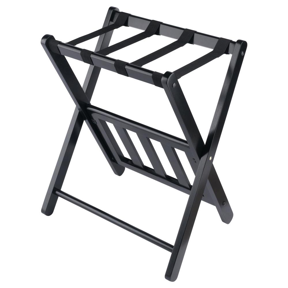 Raya Luggage Rack with Shelf, Black. Picture 2