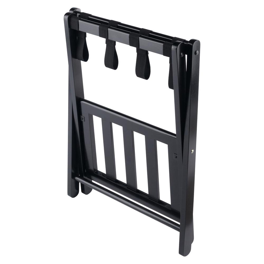 Raya Luggage Rack with Shelf, Black. Picture 3