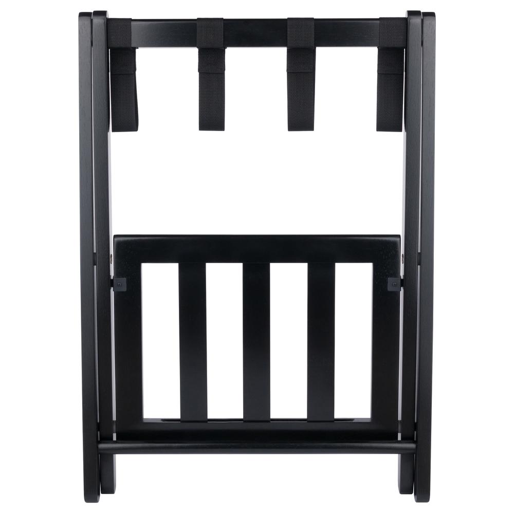 Raya Luggage Rack with Shelf, Black. Picture 4
