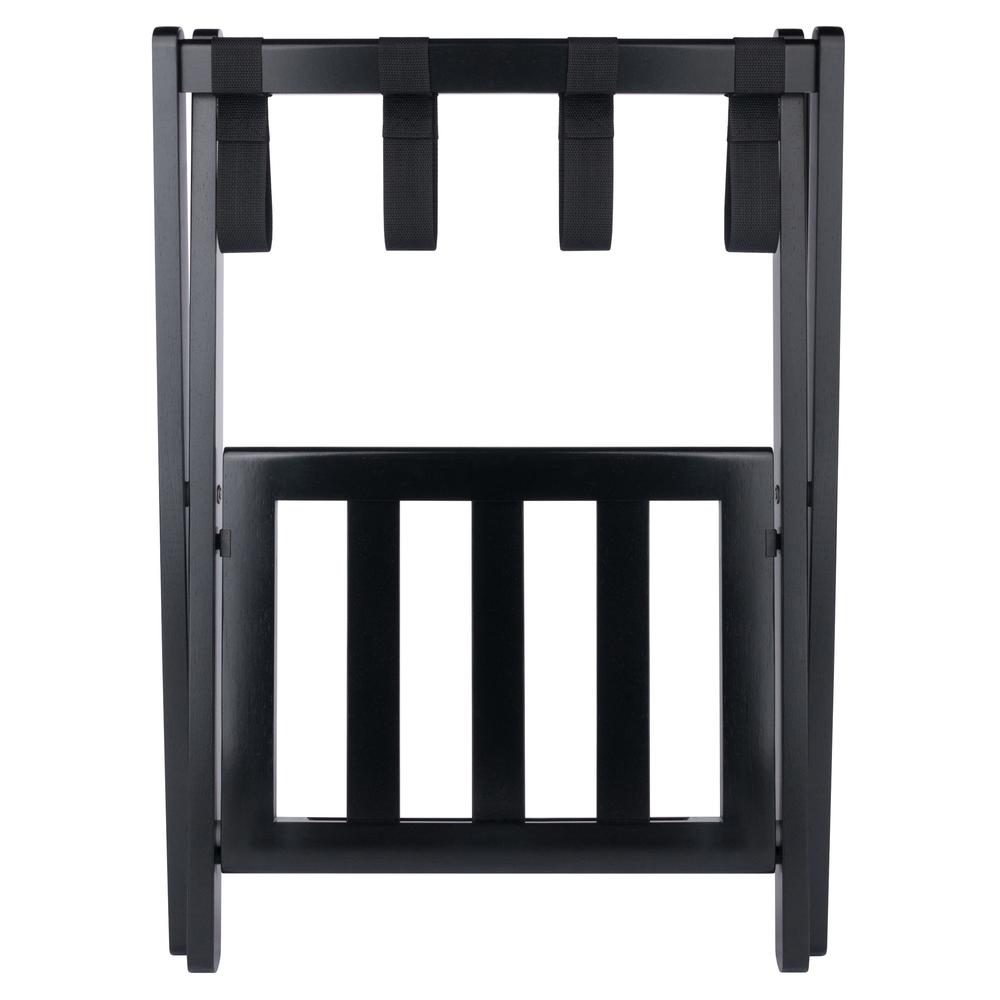 Raya Luggage Rack with Shelf, Black. Picture 6