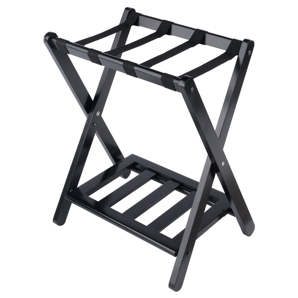 Raya Luggage Rack with Shelf, Black. Picture 10