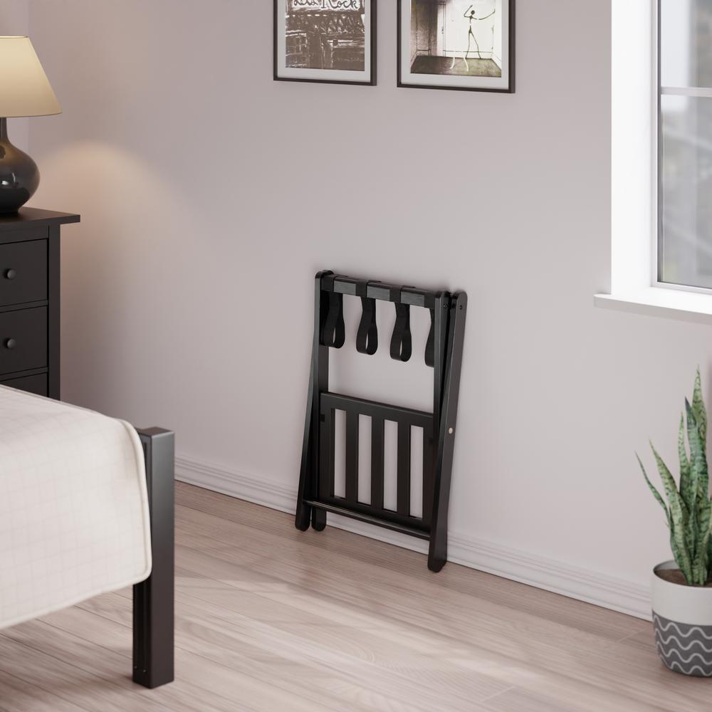 Raya Luggage Rack with Shelf, Black. Picture 16