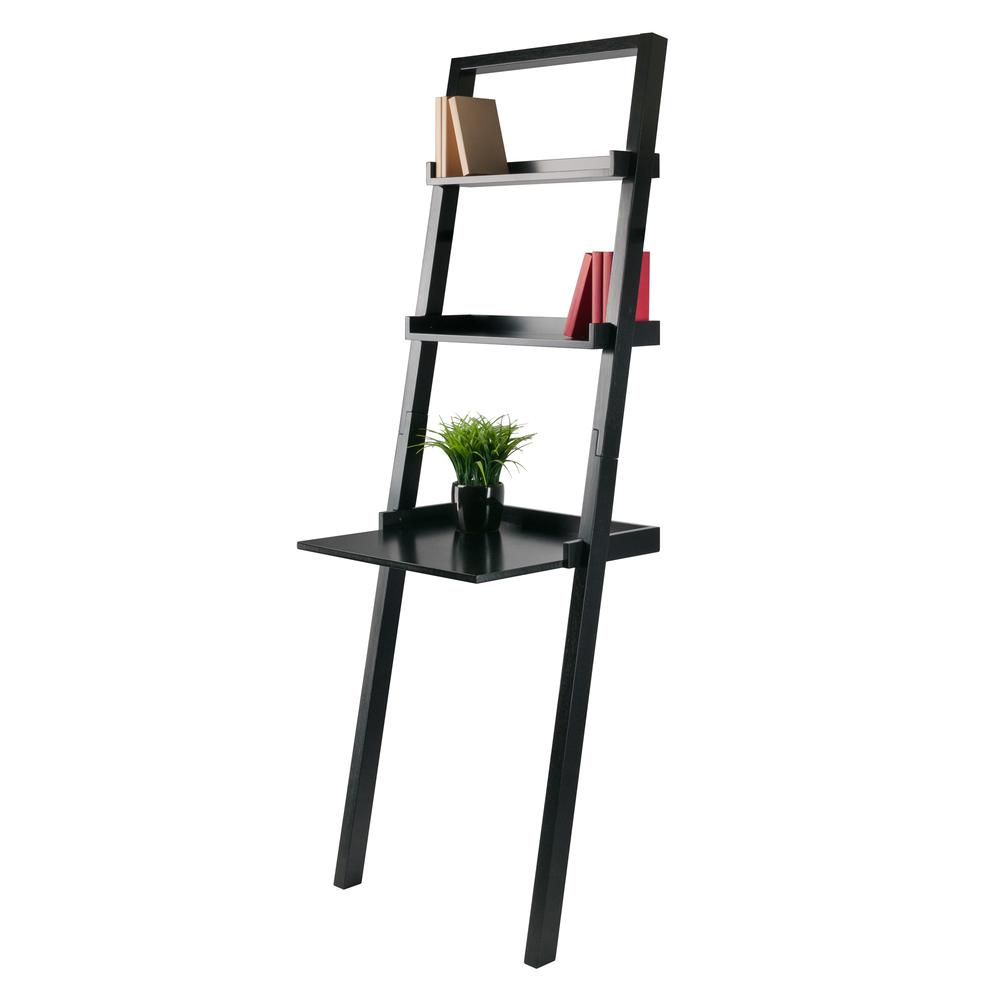 Bellamy Leaning Desk with 2 Shelves in Black. Picture 1