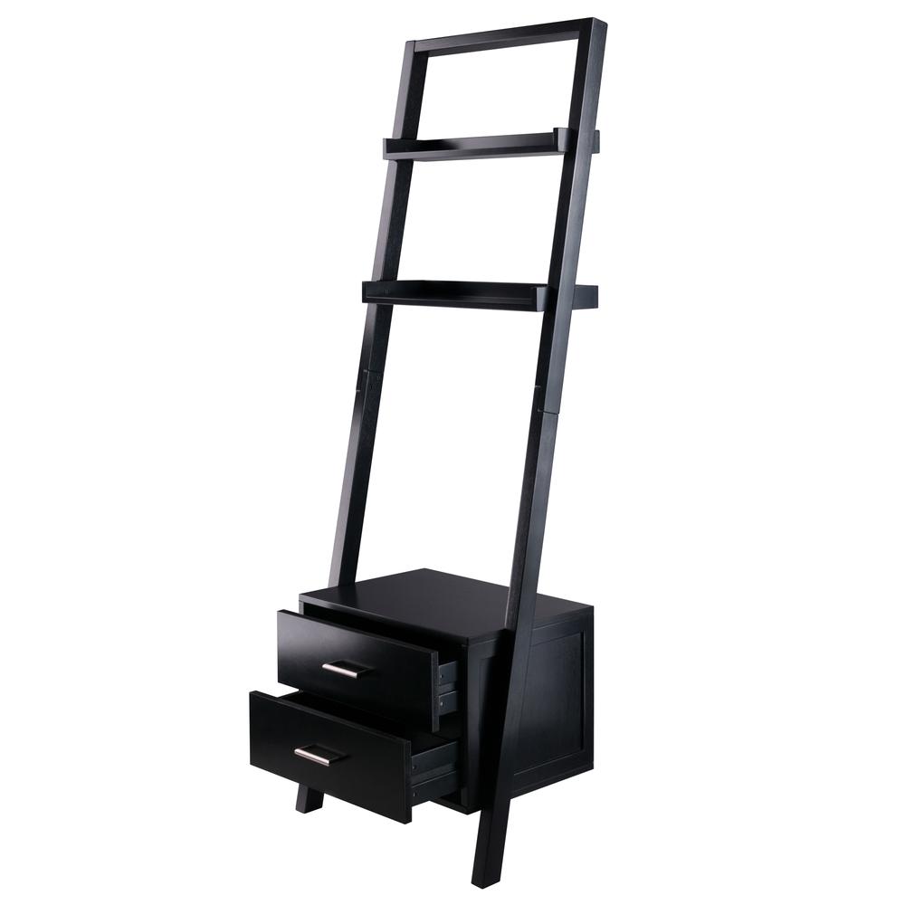 Bellamy Leaning Shelf w/Storage in Black Finish. Picture 8