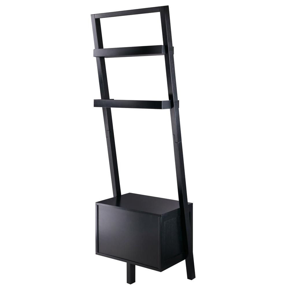 Bellamy Leaning Shelf w/Storage in Black Finish. Picture 3