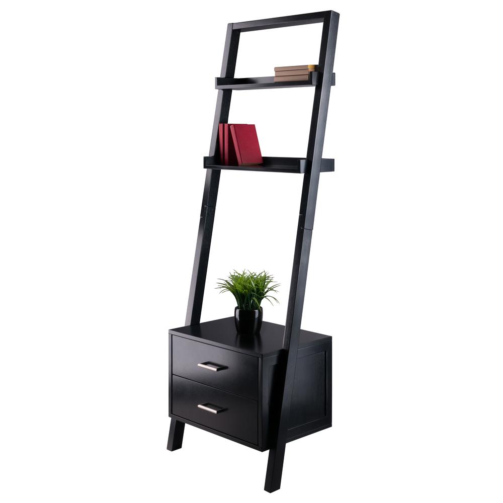 Bellamy Leaning Shelf w/Storage in Black Finish. Picture 2