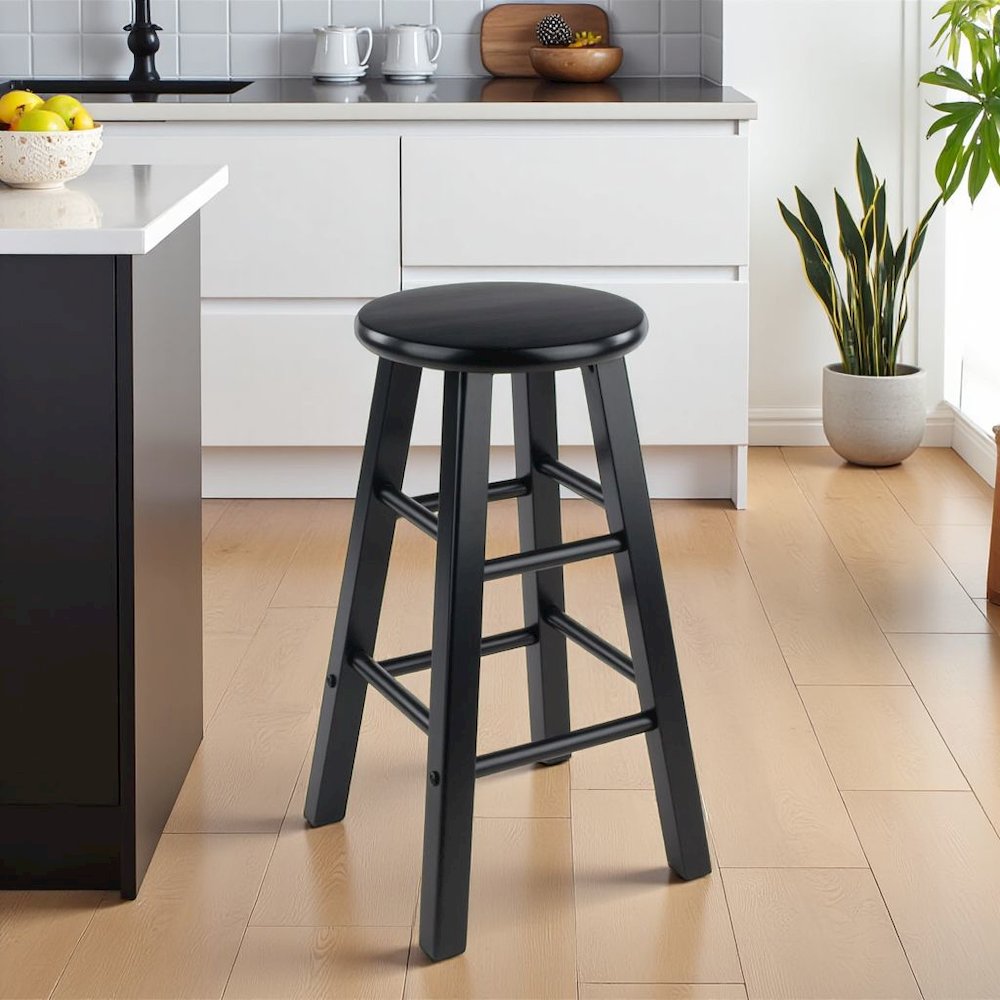 Black Wooden Barstools – Set of 2 Stools for Kitchen Counter or Bar. Picture 2