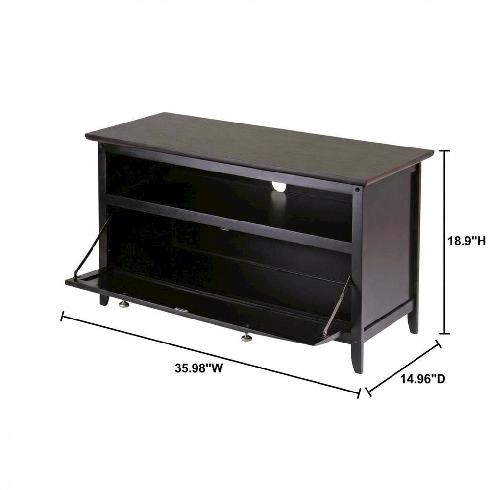 Dark Espresso TV Stand with Transitional Style and Solid Wood Finish. Picture 7