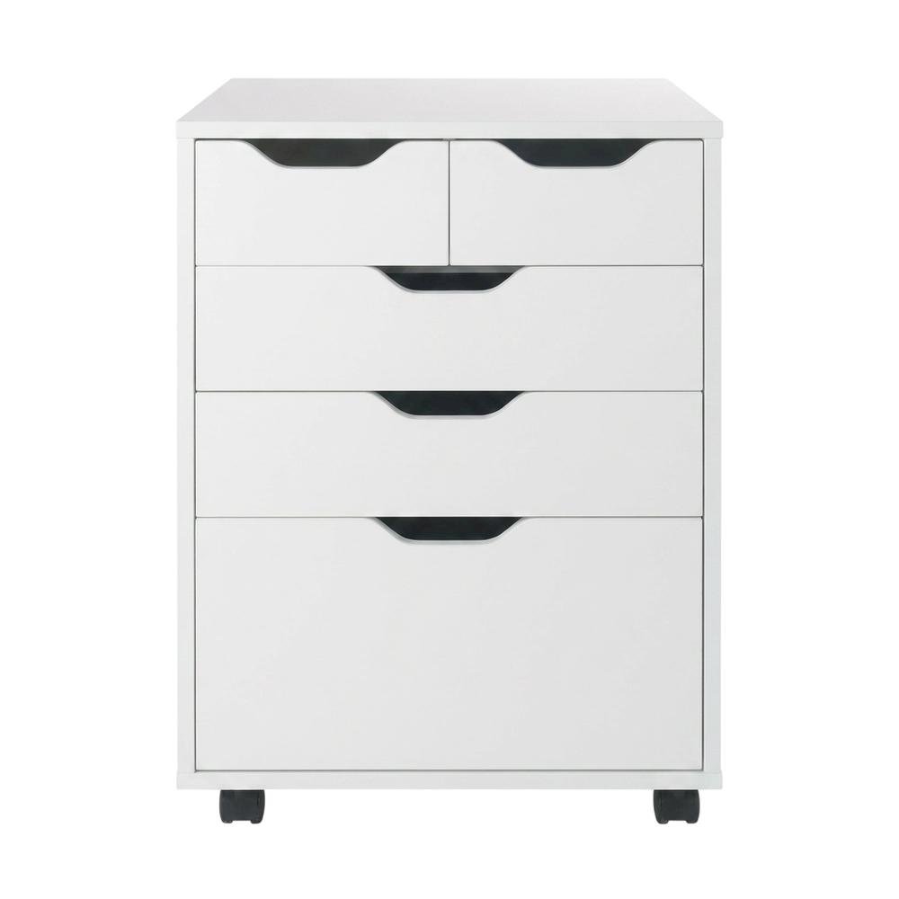 White Mobile Storage Cabinet, Composite Wood Rolling Pantry. Picture 4