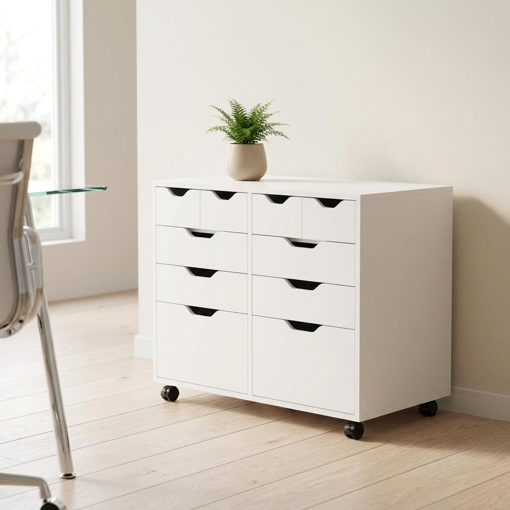Composite Wood Storage Cabinet with Doors for Kitchen and Office, White. Picture 3