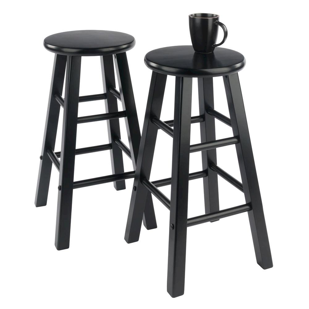 Black Wooden Barstools – Set of 2 Stools for Kitchen Counter or Bar. Picture 7