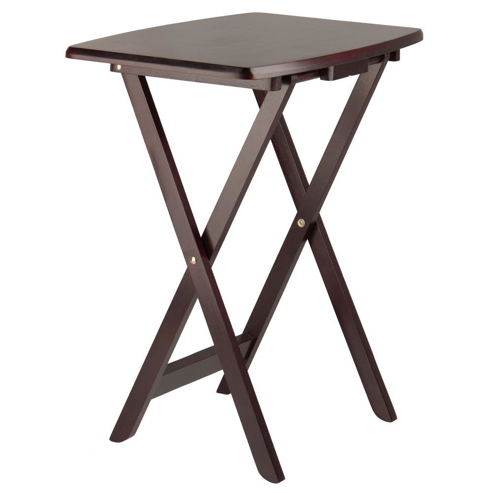 Espresso Oversized Snack Tables – Sturdy Wooden TV Trays with Stand. Picture 9