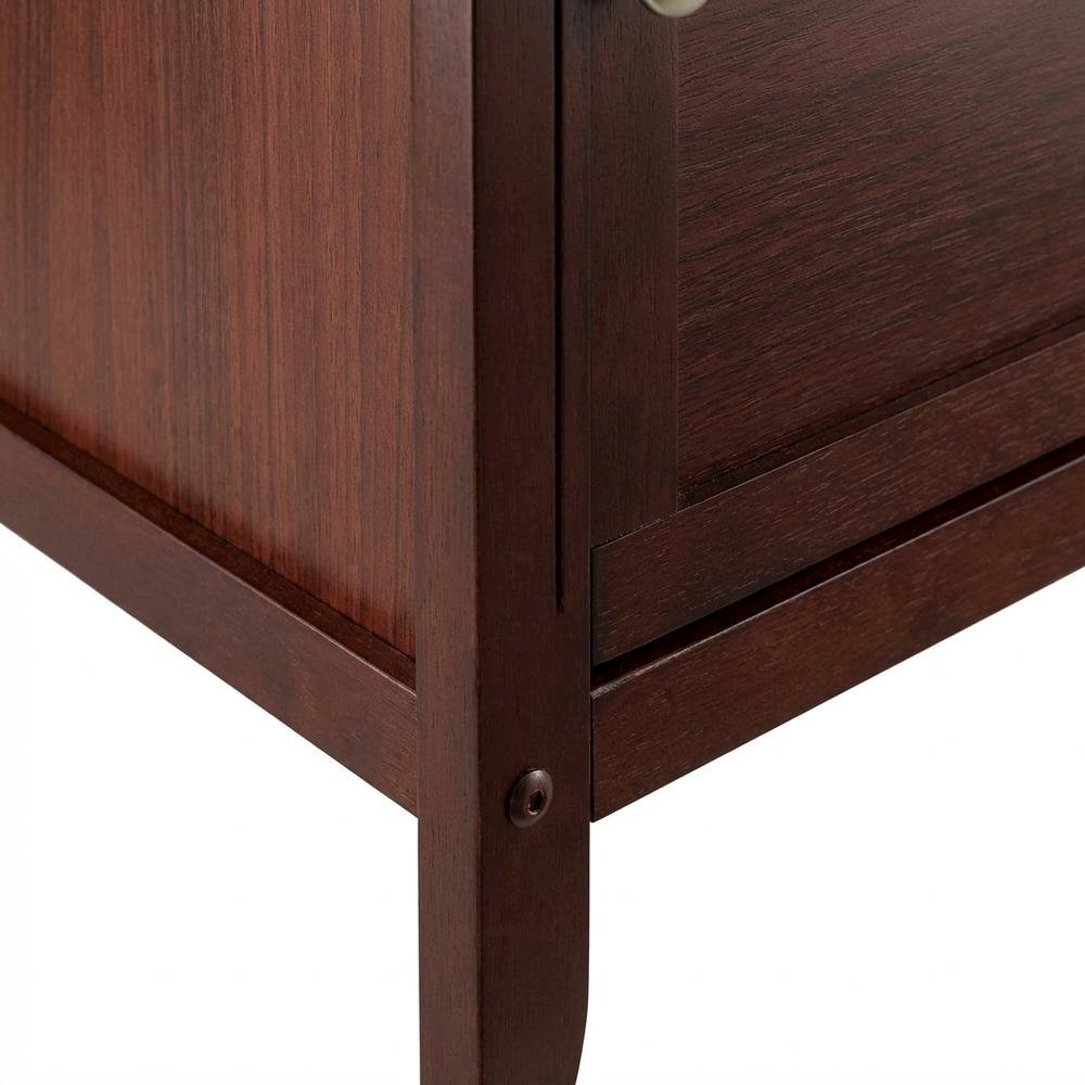 Farmhouse End Table With Storage in Walnut Finish, Wooden Side Table And Drawer. Picture 6